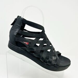 Eileen Fisher Women's Black Gladiator Sandals Size 7 Summer Casual Back Zipper